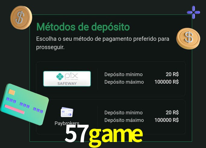 O cassino 57game oferece uma grande variedade de métodos de pagamento